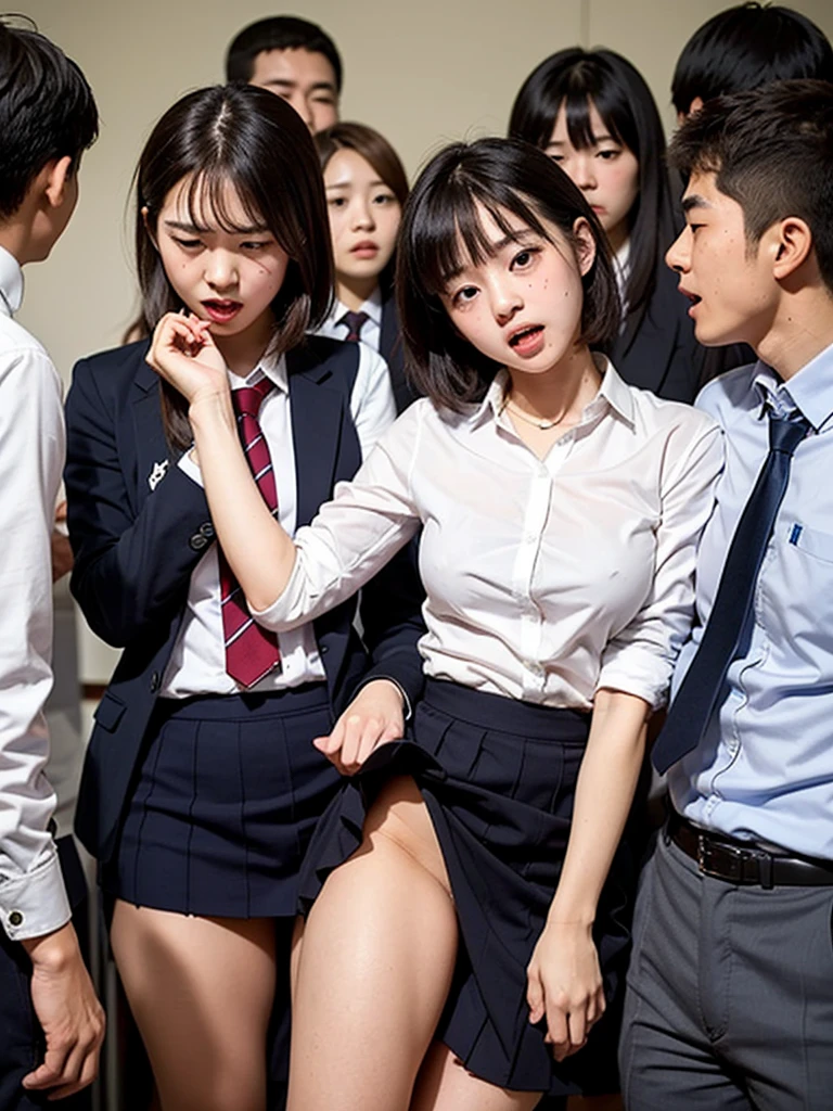 Female teacher pisses、Female teacher urinates at student graduation ceremony、Pee leak、peeing herself、A lot of pee、From below、Gaze at the audience、Black Suit、mini skirt、pantyhose、High heels、Perfect figure、Very beautiful、Japanese elementary school teacher、学校の体育館で卒業式を取り行っている最中に女教師がPee leak、A female teacher is surrounded by students、Shy expression、Ecstatic expression