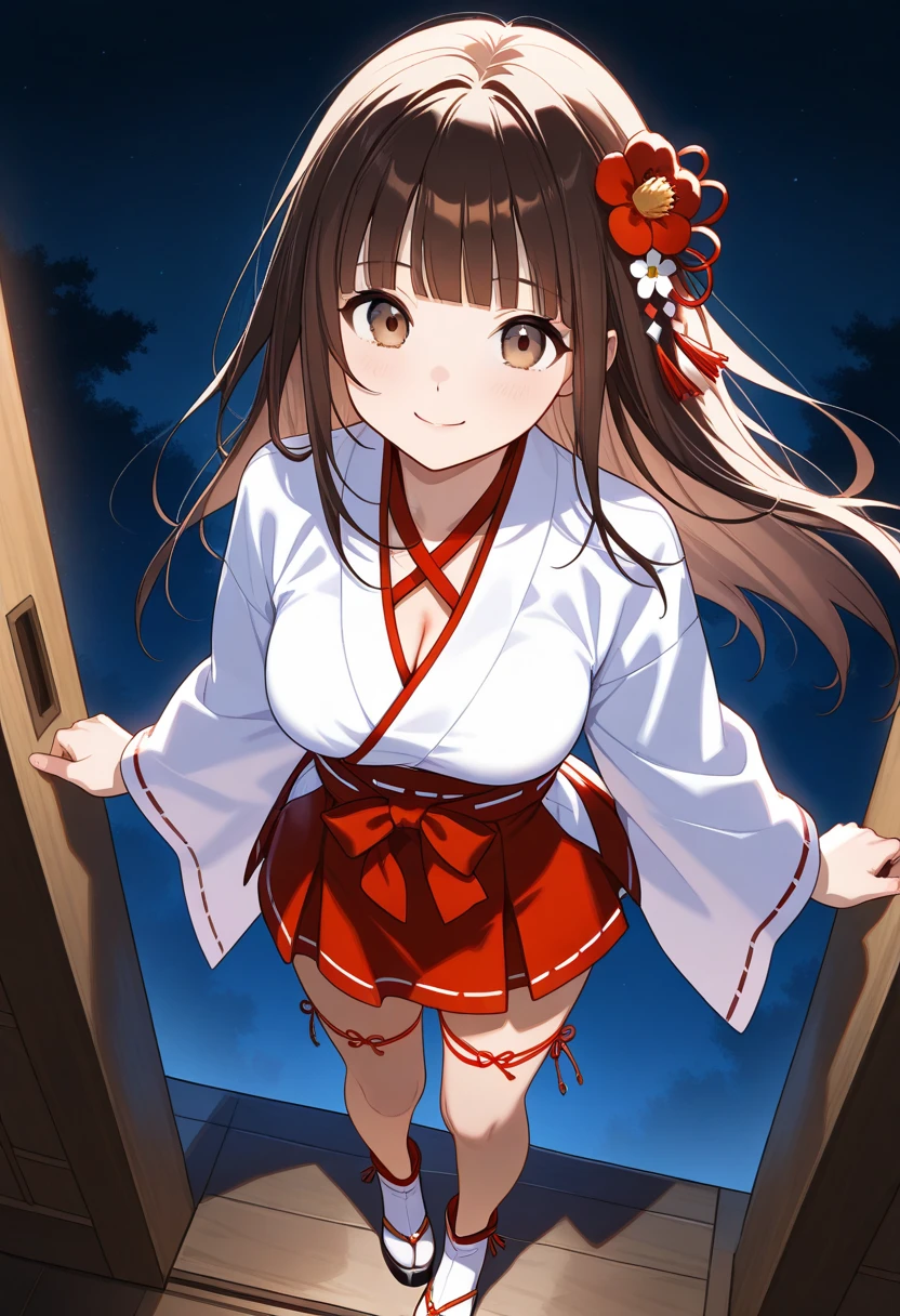 BREAK Perfect Anatomy、(High resolution:1.2)、Incredible illustrations、(Cute illustrations:1.2)、(nfsw)
(cinematic angle,solo focus,) (Beautiful background(Shrine grounds),
1girl(brown hair,twin tails, tanned skin: 1.3) 1girl((a girl,slender 1.7meters, 45kg, (Shrine maiden costume (white coat, scarlet hakama, tabi)(see through,bondage,oversized clothes), lingerie), (netorare,1boy,intercourse with a man)