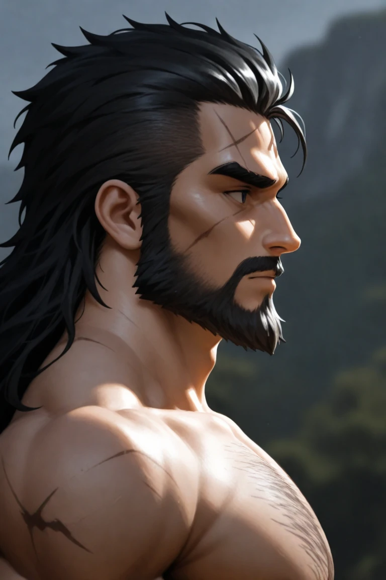 a close up of a man with a red bandana, berserker portrait, portrait berserker barbarian, painted portrait of rugged zeus, portrait of rugged zeus, male god svarog portrait, kaladin stormblessed, detailed portrait, realistic portrait, highly detailed face, detailed eyes, detailed nose, detailed lips, strong facial features, muscular body, body tattoo,rugged appearance, intense expression, dramatic lighting, moody atmosphere, dark color palette, oil painting, digital painting, cinematic composition, masterpiece, (best quality,4k,8k,highres,masterpiece:1.2),ultra-detailed,(realistic,photorealistic,photo-realistic:1.37)