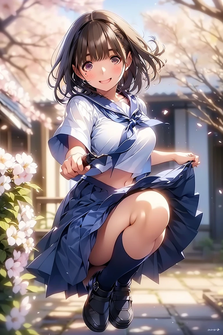 {{{Browsing Caution:1.5}}},(Realistic, photo Realistic:1.2), ((Highest quality)), moving her center of gravity back, Quite embarrassing, White panties, (Showing panties:1.4),Tight Skirt, (Under the skirt:1.3), (Lift up your skirt:1.3), (squat:1.4), Put your heels on the ground, Spread your legs a little, 膝を上げてsquat, Put your butt on the ground, black penny loafers, Beautiful face details, Real human skin, Gentle expression, Front view, angle From below, Realistic, photoRealistic, cute, Short skirt, squat deep on school grounds, cute school girl, Japanese school girl uniform, Sailor suit, whole body,Smile, Natural smile, Charming smile, Captivating smile, (View your viewers:1.2), from the front, From below,