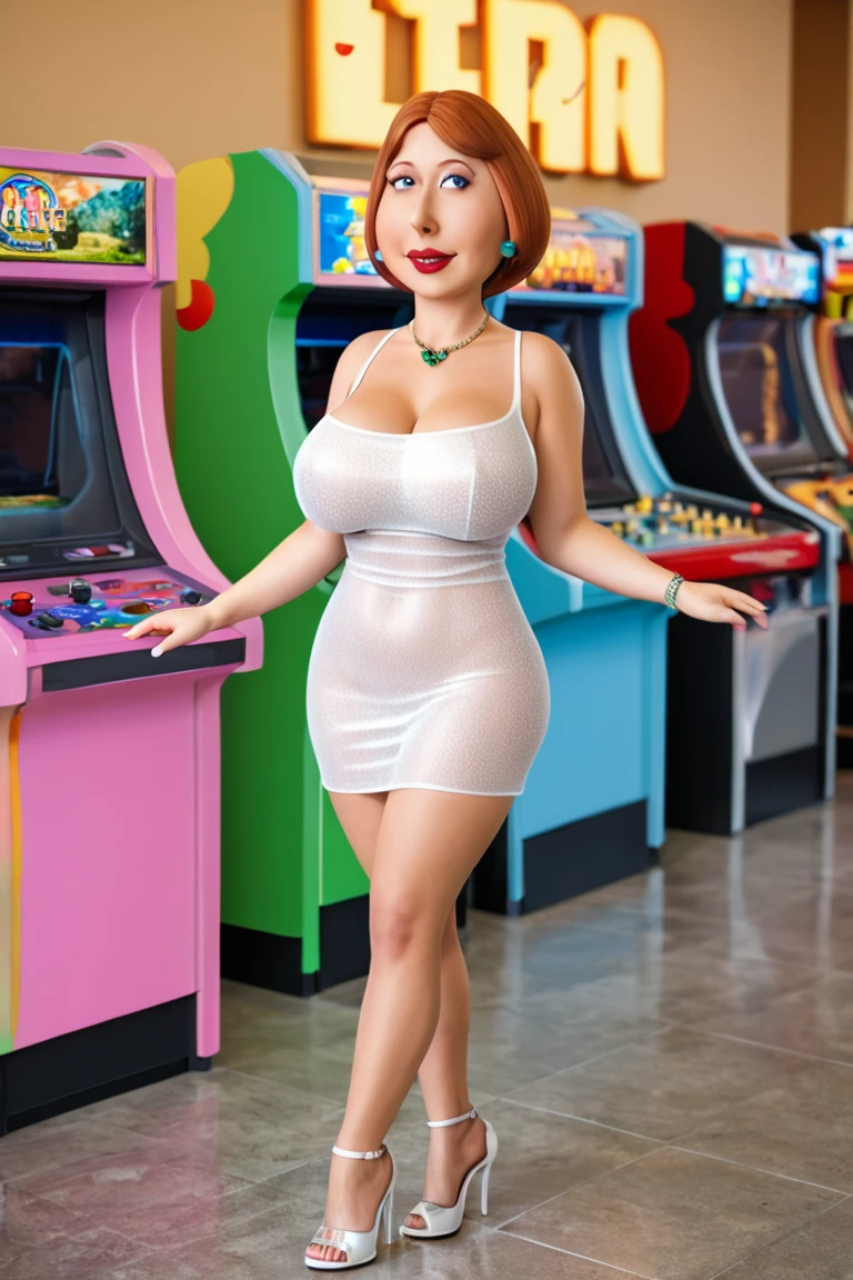 (ultra realistic,32k, masterpiece:1.2),(high detailed skin:1.1),( high quality:1.1),
<lora:Mandy:0.8>mandy,(blush:1.1), blonde hair, pink dress, short hair, black eyes, black headband, sharp hair, mary janes shoes, retro cyber arcade, vintage arcade games, neon aesthetics, pixelated nostalgia, analog cyber entertainment. blurry background,, huge breast,large breast,(looking at viewer, sitting:1.1),,<lora:add_detail:0.79>,
(glowwave:1.1),