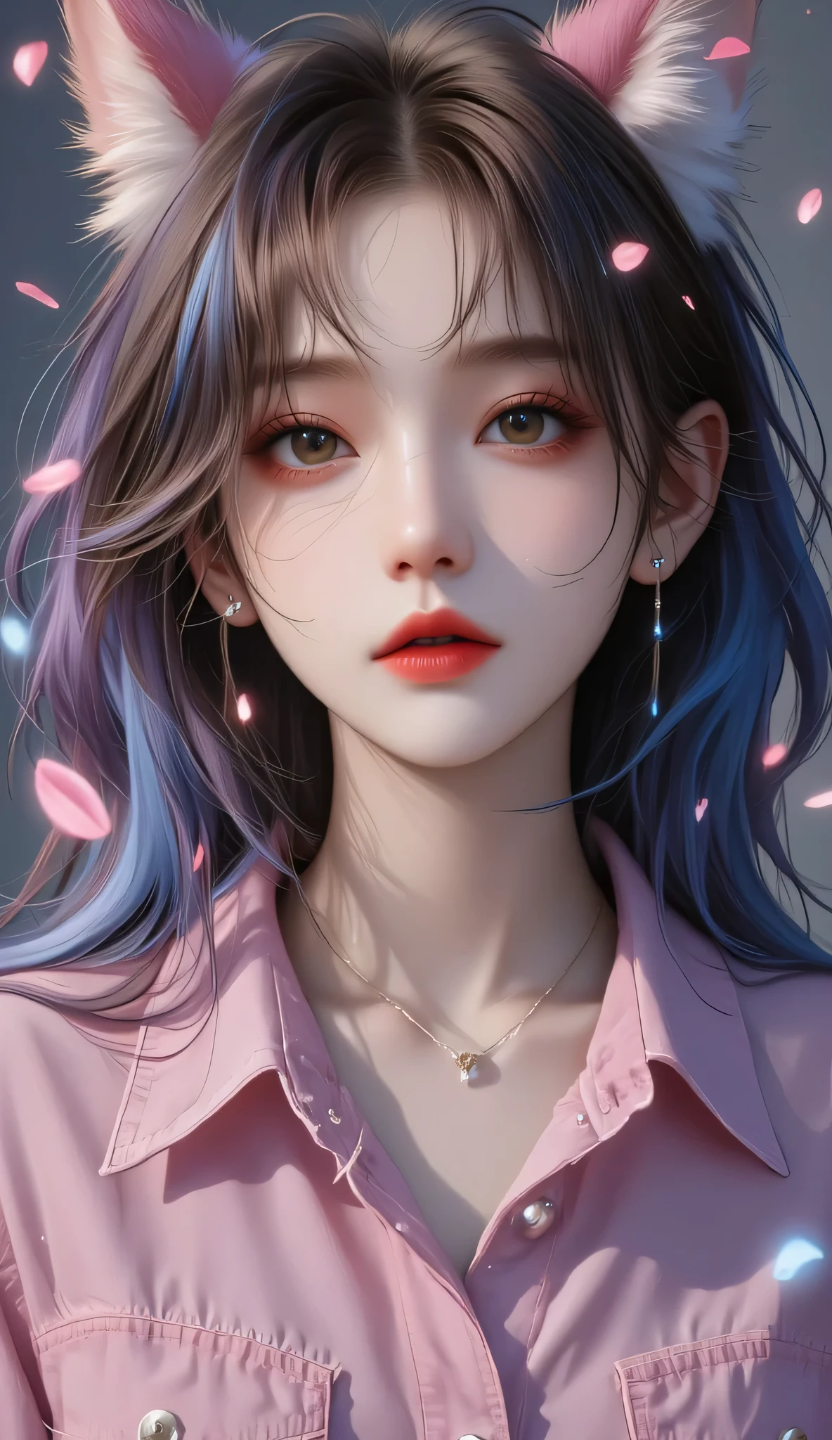 core prompt:
"(KDA Aru 1.5), (nine tail fox pattern.3), (slight body undulation 1.2), (gradient starry sky background 1.2), (holographic projection of petals rain 1.1), (avoid hand close-up 1.3), (maintain facial micro-expression 1.2), (futuristic stage 1.3), (Speckle Reflection Effects 1.1), (soft light filter 1.1), (4k ultra-clear detail 1.4), (suspended AR light matrix 1.3)"
Description of the movement :
"neon column surround 1(0.8 seconds),(slow rotation Looking back 1.1),(slow turn 1.2),(League of Legends original painting style 1 {x} nine light tail wave swing 1.4),(hairline light 1.1),(natural skirt fluttering 1.0),(fluorescence particle trajectory 1.3),(slow surround lens.1)"
scene detail enhancement:
"(Dynamic Particle Effects 1.2),(shining Stage costume 1.3),(Crystal Stage Ground 1.1),(neon light effects surround 1.2),(Light spot reflection effect 1.1),(glowing blue fox ears 1.4),(moderate depth of field 1.0),(particle effect intensity 65.2)"
lens parameter recommendation:
• lens movement:"graceful slow motion( speed 0 .6)"
• lighting parameters:"main light intensity 75%,outline light intensity 40%"
• rendering accuracy:"Detail level 8,anti-aliasing level max"
• special effects intensity:"pink gradient long hair 1%,halo intensity 50%"