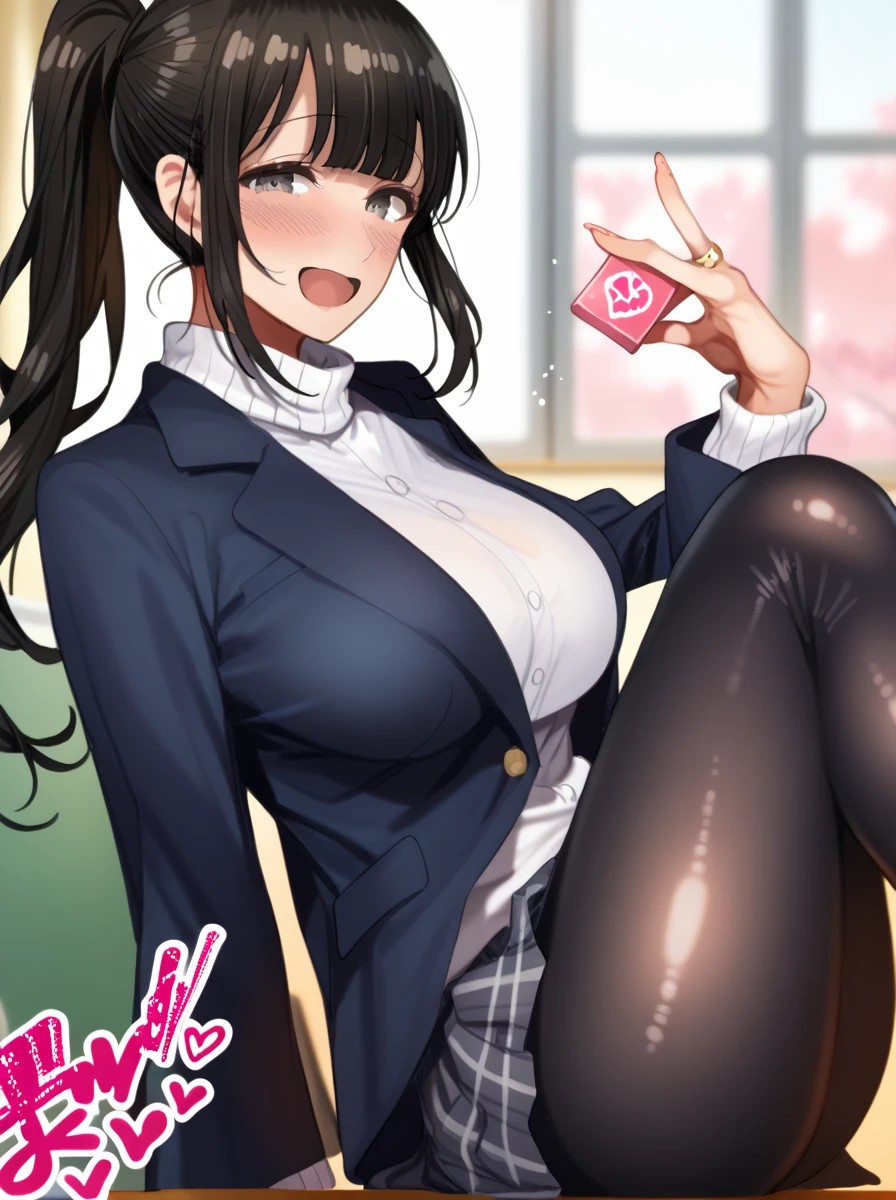 Handjob、smile、blush、Sigh、female、Black suit