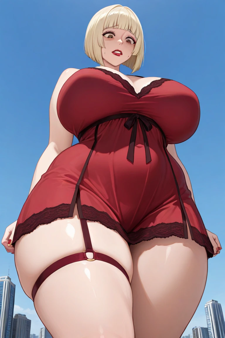 Woman in cameltoe dress ultra detailed, huge and attractive goddess nun with short and provocative neckline showing the (breasts), (sexy), (ultra detailed), (((huge breasts)))), large breasts swatch goddess nun close up view angry face huge erect nipples see through