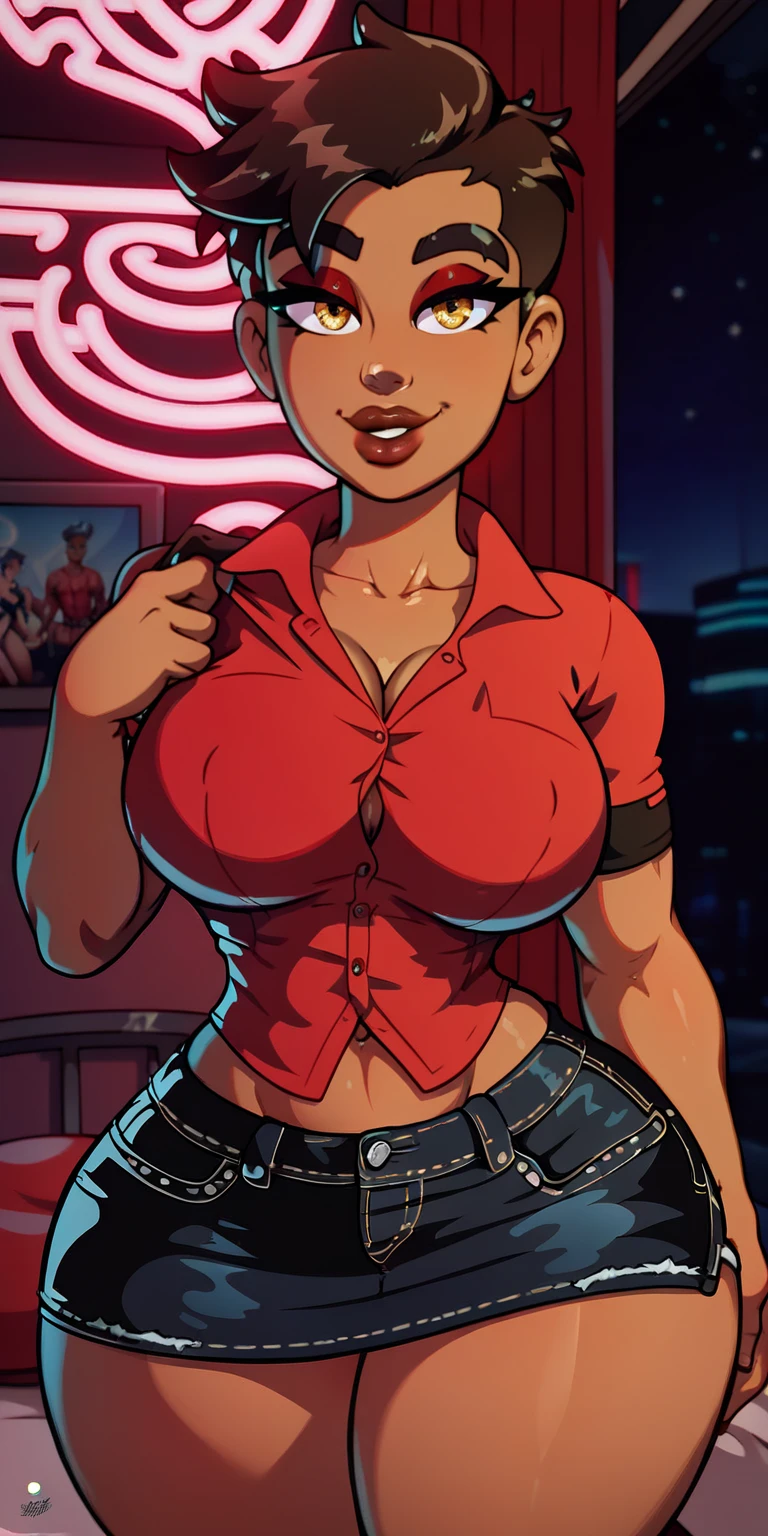 cowboy shot, April O'Neill Waifu,bare and nipples. chest out, drool from mouth, fucked doggystyle, all wet. in mucus, big ass, stunning photo from the 1980s \(style\), 1 woman, Brown hair, Red hair,short hair,orange hair,Happy smile, style retro art, short hair, only,Holding the microphone with your hands, Female Reporter on TV,Speaking into the microphone, Yellow calça, white belt,Yellow calça, sem blusa, на бедрах, (naked_old: 1.2), half_old, cutout, Hyper-realistic eyes, Beautiful eyes,detailed eyes, Realistic face, Beautiful woman woman, Realistic background,City street, Street Night Lights, Amazing Lights, Stunning background,Eating a slice of pizza, 🍕,TV Reporter, nipples, peitos a mostra, peitos de fora, tits, peitos perfeitos, mamilos rigidos, mamilos a mostra