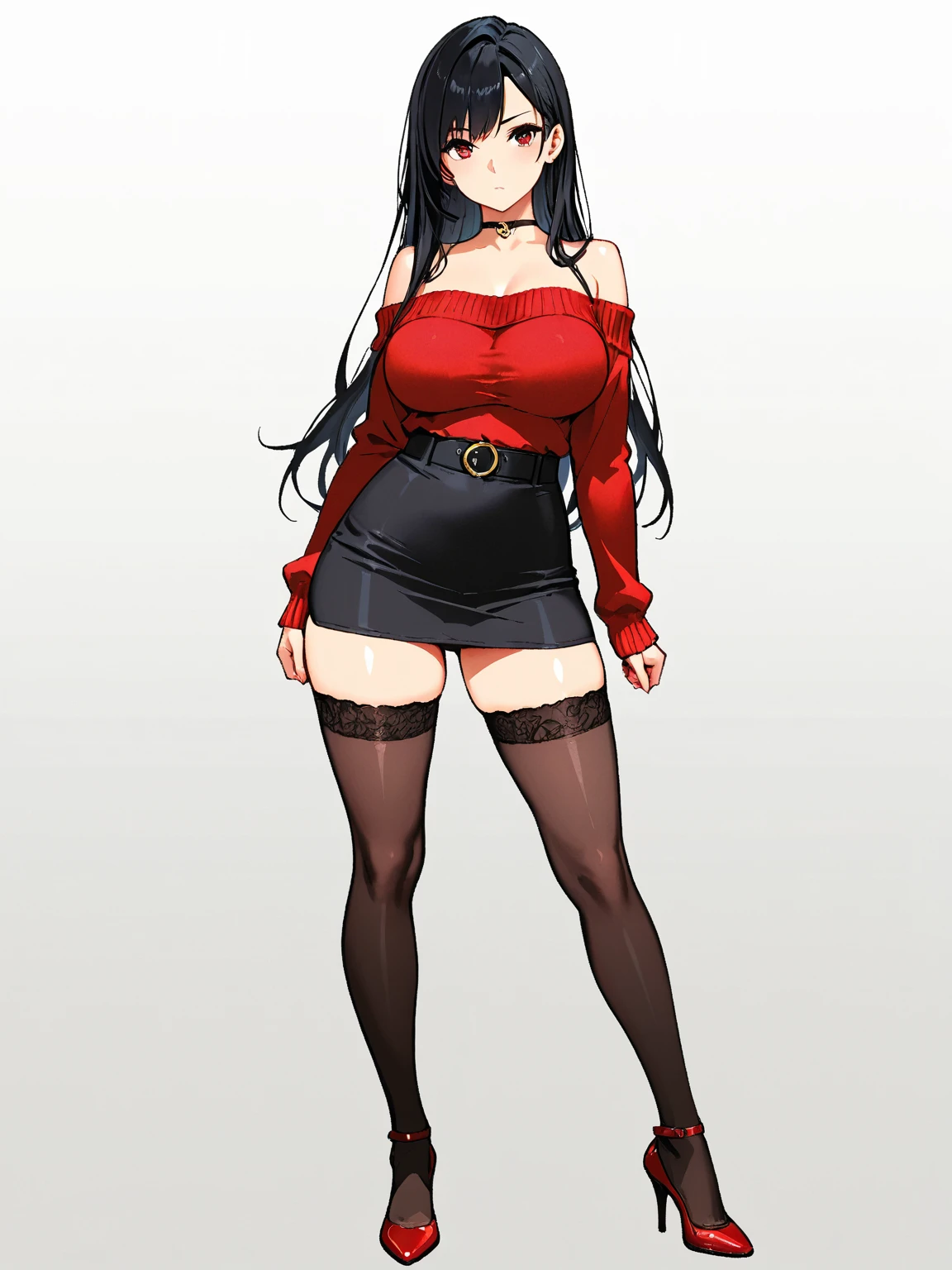 Anime - Style illustration of a woman in a white shirt and red pants, gray phtoto with red dress, full body fairy, full body concept, anime woman full body art, full body portrait of shorts! , charming Tifa lock heart,!! Full body portrait!!, loli in dress, Yandere. Tall figure, dressed in fluent long clothes, fully naked, naked, pubic hair