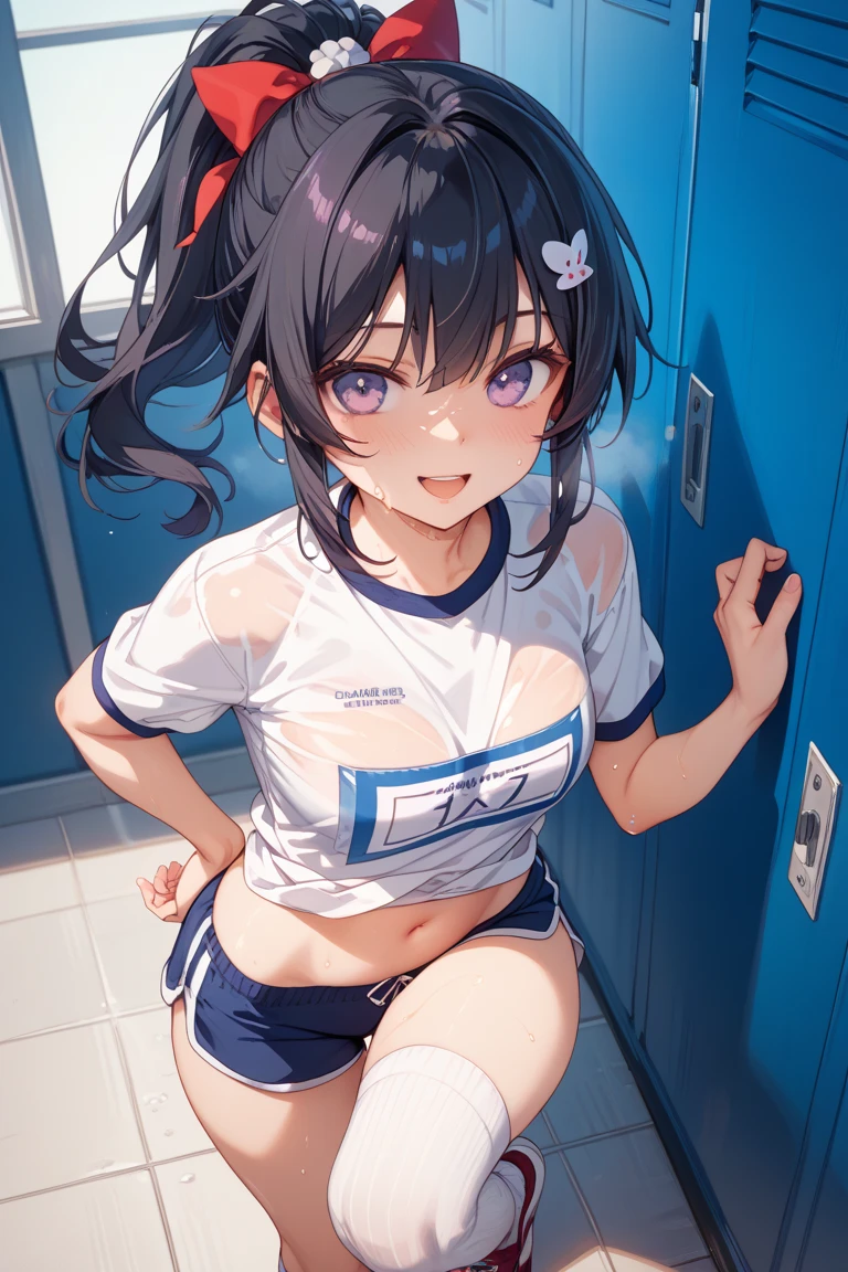high quality、((3 kindergarten children))、cute hairstyle、colorful hair dye、classroom、((((cute white underwear)))), ((Hands behind your back, hands are hidden)), (((arms behind back, )))