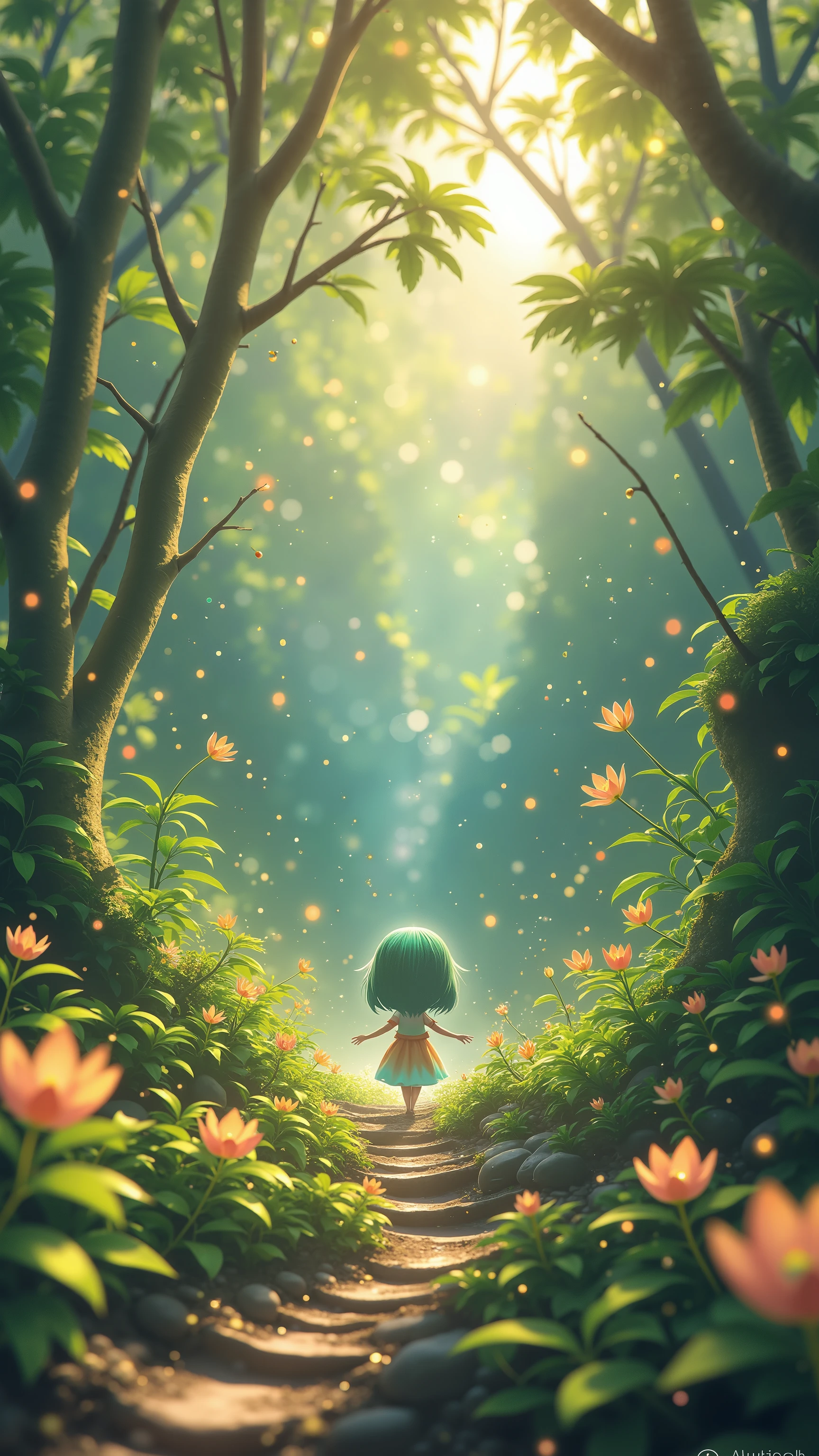 masterpiece、fantasyワールド、best quality、High Quality DVD、Extremely detailed 8k wallpaper、鮮やかなworldの眺め、world、Colorful jungle landscape pictures、( Natural Landscape)、high resolution、photorealistic、Highly detailed virgin forest、Dramatic、Bright peach blossoms on one tree、fantasy、