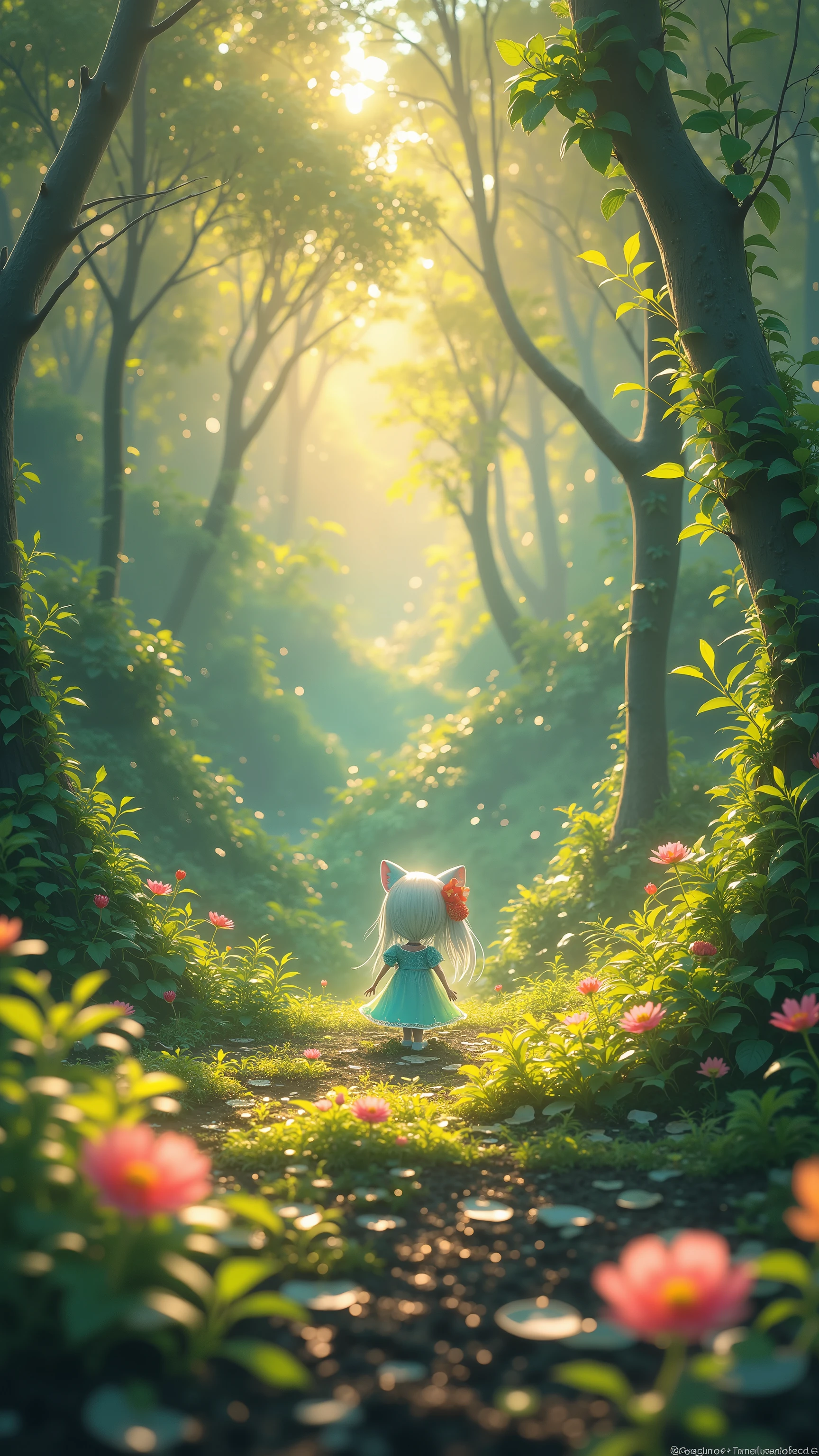 masterpiece、fantasyワールド、best quality、High Quality DVD、Extremely detailed 8k wallpaper、鮮やかなworldの眺め、world、Colorful jungle landscape pictures、( Natural Landscape)、high resolution、photorealistic、Highly detailed virgin forest、Dramatic、Bright peach blossoms on one tree、fantasy、