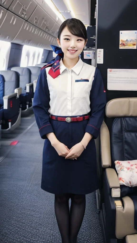 High resolution、high resolution、In 8K、Real Live Action、Tabletop、Clear photos、Detailed Panty Pattern、Sparkling eyes、White lace panties、Small panties、Lips shining with lip gloss、Beautiful woman、Airline Uniforms、Pull up your skirt yourself、Panty Focus、stewardessの制服、Detailed Panty Pattern、(navy jacket and skirt、Red belt、Black pumps:1.3)、Set hairstyle、24 year old Japanese woman、stewardess、Flight Attendant、Cabin Crew、(RAW Photos、Photos like the real thing:1.3)、Earrings、necklace、Dark brown hair