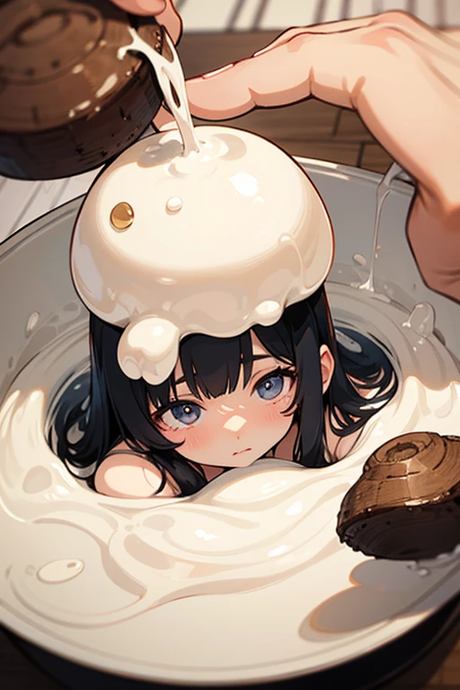 ultra detailed,((1girl)),(li),((nsfw)),((((cum bath filled with mayonnaise)))),((group sex)),((nude)),(very long hair),((black hair)),((tears)),((surprised)),(((excessive cum))),(((cum on hair))),((huge brests))