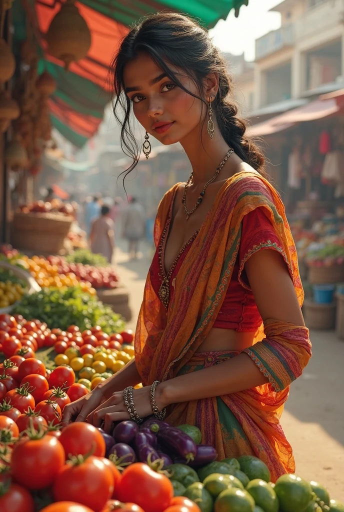 Himanshi Khurana is indian hawker girl selling fruit on signal, extremely beautiful, real photo