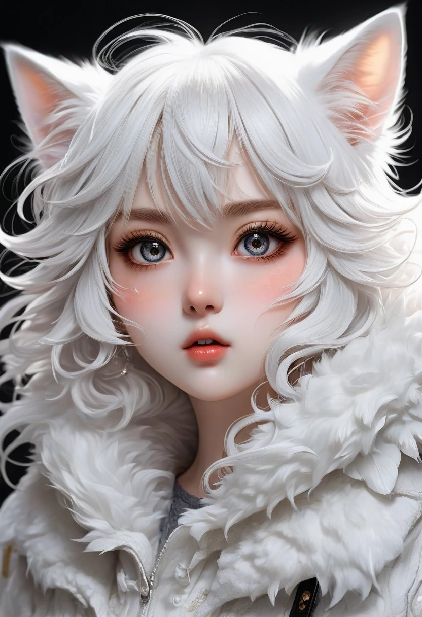 (Close-up of little girl in dress), Simple and cute style, Cute dress, Fashion dress: 0.9, Cute: 2.2, Girly dress, cute girl, beautiful and cute, :0.8, Cute shoes, silver hair, mole under eye, cat ears, light smile, grin, evil smile, angry, annoyed, crazy, shy, embarrassed, blush, sleepy, sad, frown, tongue out, crying, scared, full blush, rococo style, blind box toy style, column lineup --auto --s2