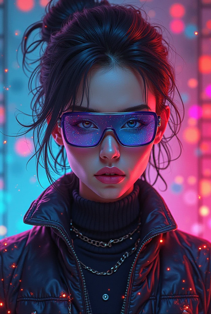 Snthwve Style Nvinkpunk Beautiful Drunk Woman Like Sandman Delusion, (amazing colored soap bubbles), por Jeremy Mann, by Sandra Chevrier, by dave mckean and richard avedon and maciej kuciara, punk rock, Sunglasses, regatta, high detailed, 4k, rtx