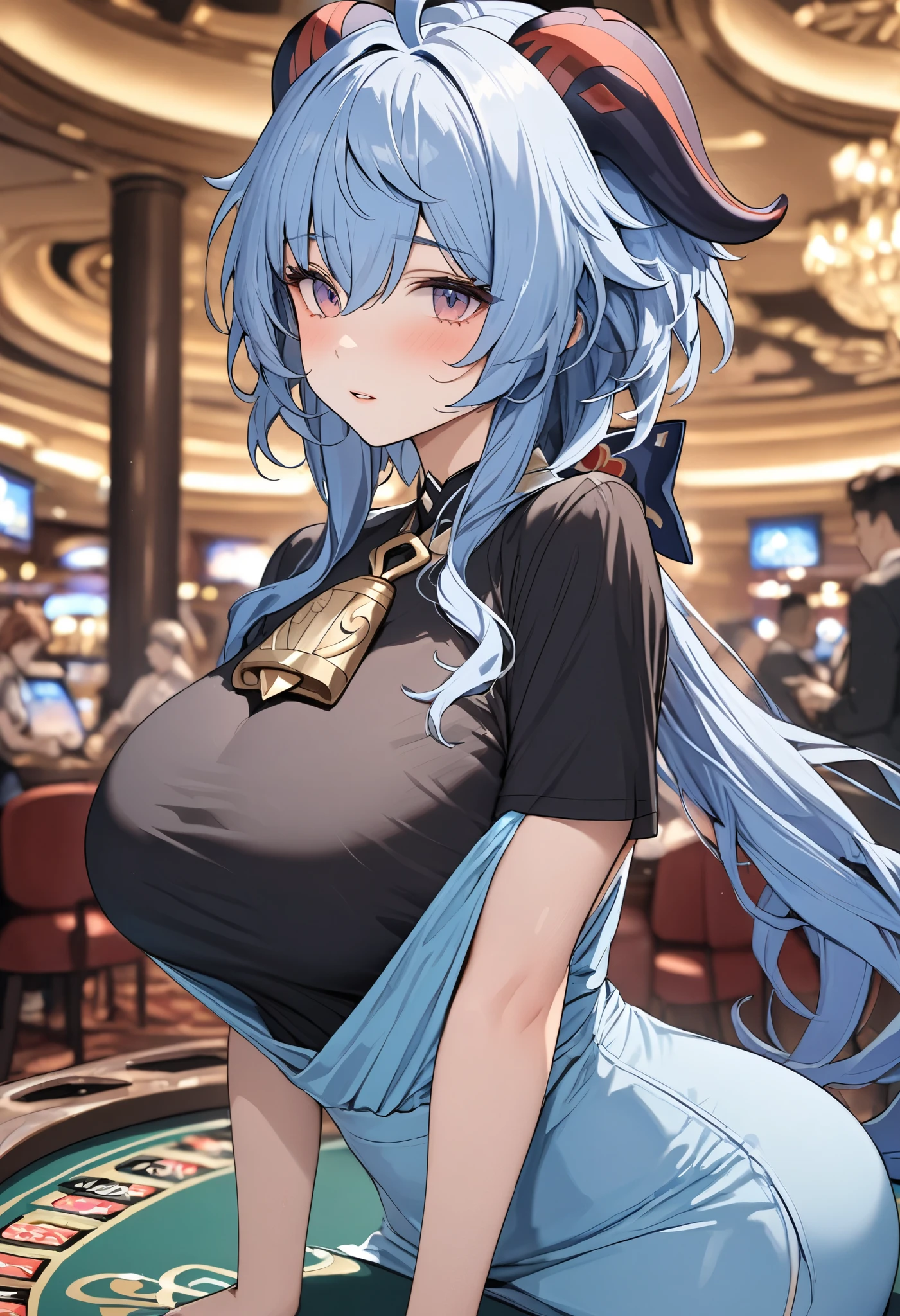 Silver long hair、Deep blue eyes、woman、美しいwoman、Large Breasts、Blue and white Chinese dress、A Chinese dress with a black translucent cloth in the cleavage、Outdoor、During sexual intercourse、orgasm、A cheongsam with hidden curves(100-60-78cm)、he is short、High school girls cosplaying、Embarrassed face