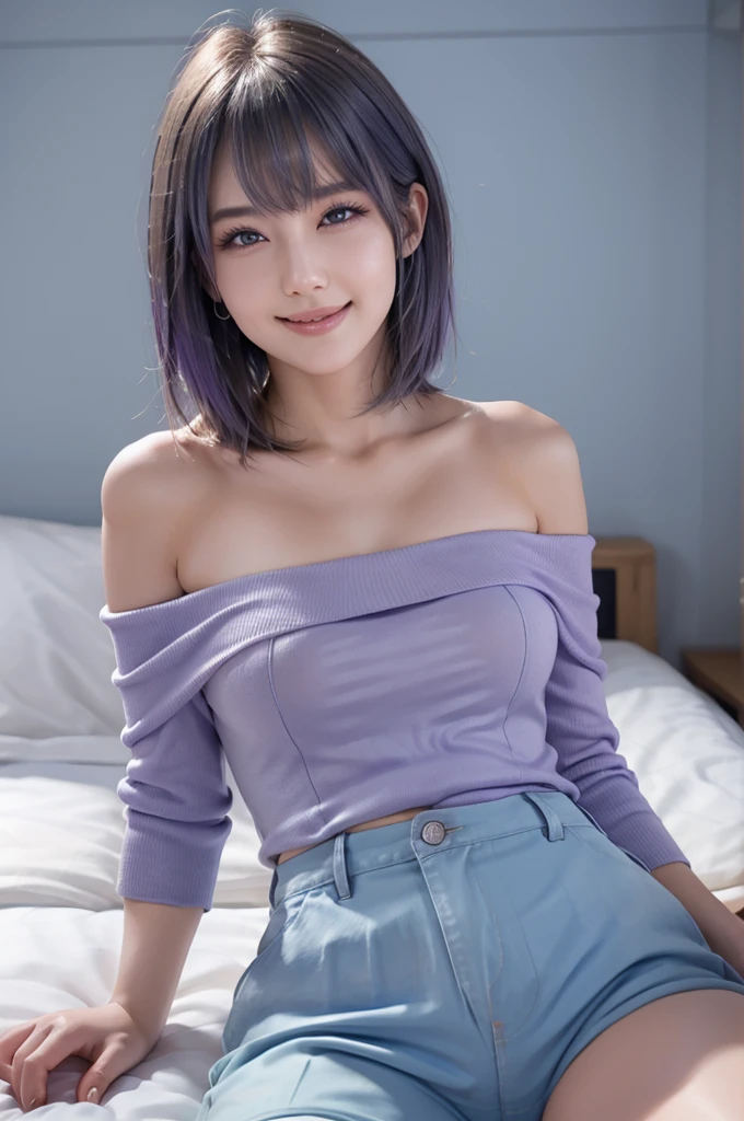 8K, Top Quality, Intricate Details, Ultra Detail, Ultra High Resolution, Masterpiece, random angle, Slender, Smile, (Makeup: 0.4), (Fluffy Blue Eyes: 1.21), blue Eyes, looking at viewer, ((full body)), 1girl, solo, 1 girl, (( full body)), close up shot, , ((tall)), (((fit body))), (((slim face))), sharp face, sharp eyes, (((random color hair, )) , (detailed face), sharp face, small lips,
(( )), (( open shirt)), detailed face, detailed breast, , large breast, detail ass, , Beautiful girl with accentuated slender abs: 1.4, Six Pack Abs: 1.4, Bust Botox, Big, Perfect Body, detail leg, (( dark background)), black background, (((see the whole body)))
