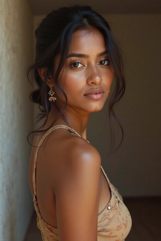 gere uma modelo negra com tom de pele um pouco mais escura, wearing neck jewelry,on the arm, na orelha e com pose para uma ourivesaria, showing the arm with the jewelry