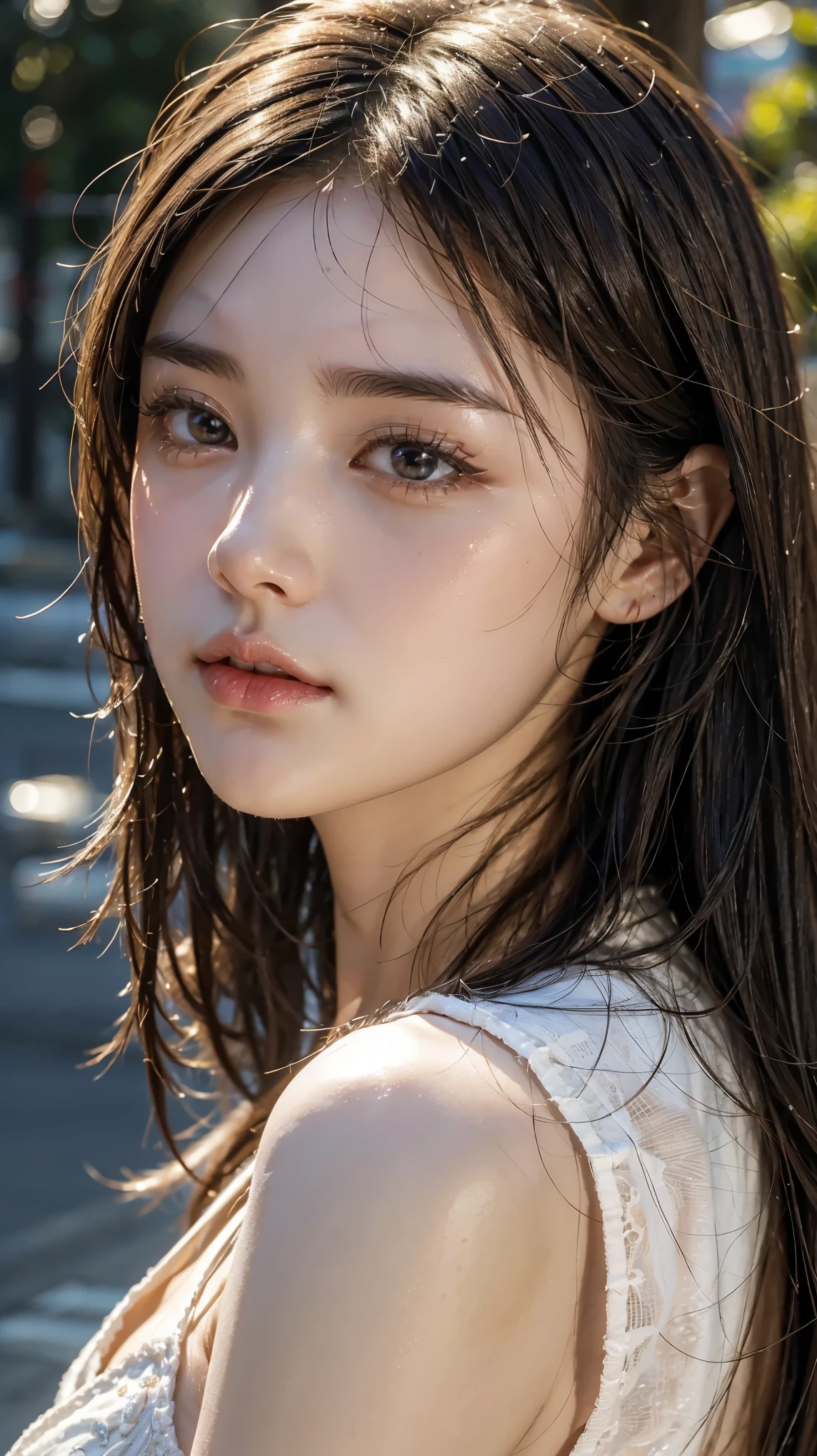 Blouse clothing:2.55, Everything modern:1.66, Picture of a Cute Japanese Woman, 20 years old, Oil, one length hair& hair straightening balm:1.55, (photo realistic:1.4), (hyper realistic:1.4), (realistic:1.3), ( smoother lighting :1.05), (Improved Movie Lighting Quality:0.9), 32K, 1 person,20 years oldの, realistic lighting, Backlight, light shines on face, Ray tracing , ( bright light:1.2), ( quality improvements:1.4), (Highest quality realistic textured skin:1.4), fine grain, detailed face,(smile:0), (highlights facial close-ups:1.3), (Shows Beautiful Skin Texture:1.1),((very accurate and accurate anatomy:1.0)), (Shows Beautiful Skin Texture:1.1), Clean, glowing skin, mesh, thin:1.2, (realistic:1.3), realisticなライティング, ( smoother lighting :1.05), 32K, one Japanese woman, fine grain, detailed face, (film grain:1.1),(accentuate your body line:1.1), high resolution, natural appearance , kind eyes , Improves hair quality, Delicate light and dark , Transparent muscles, Graceful posture, beautiful eyes, sharp details, soft light reflection, beautiful outline, Delicate skin tones, Thin hair ,Picture of a Cute Japanese Woman,