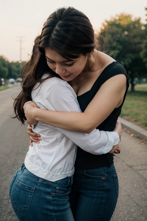 A white light blur girl hugging a man the background was dark