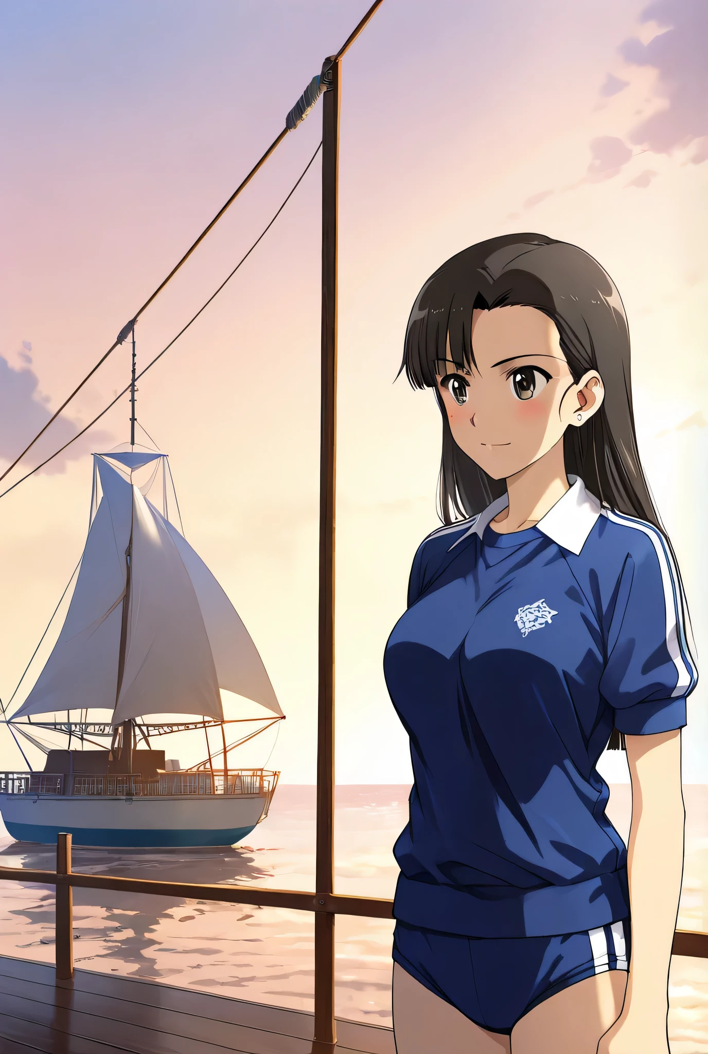 Nishi Kinuyo,gym uniform,sail, 1girl ,Alone,