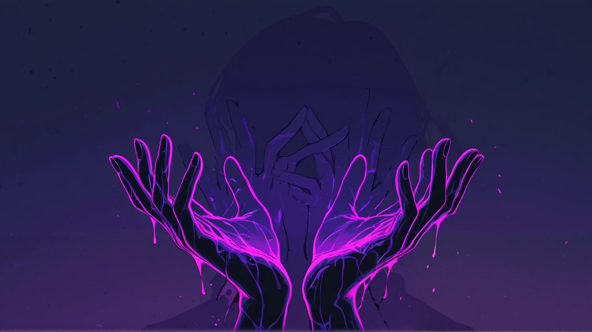Shadow hands with purple color black and dark blue