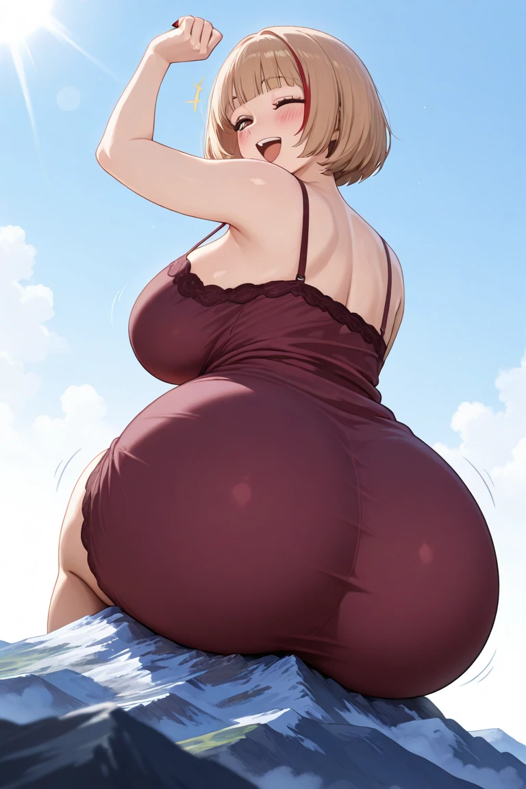 Giantess, curvy, busty, smirk, evil, thick thighs