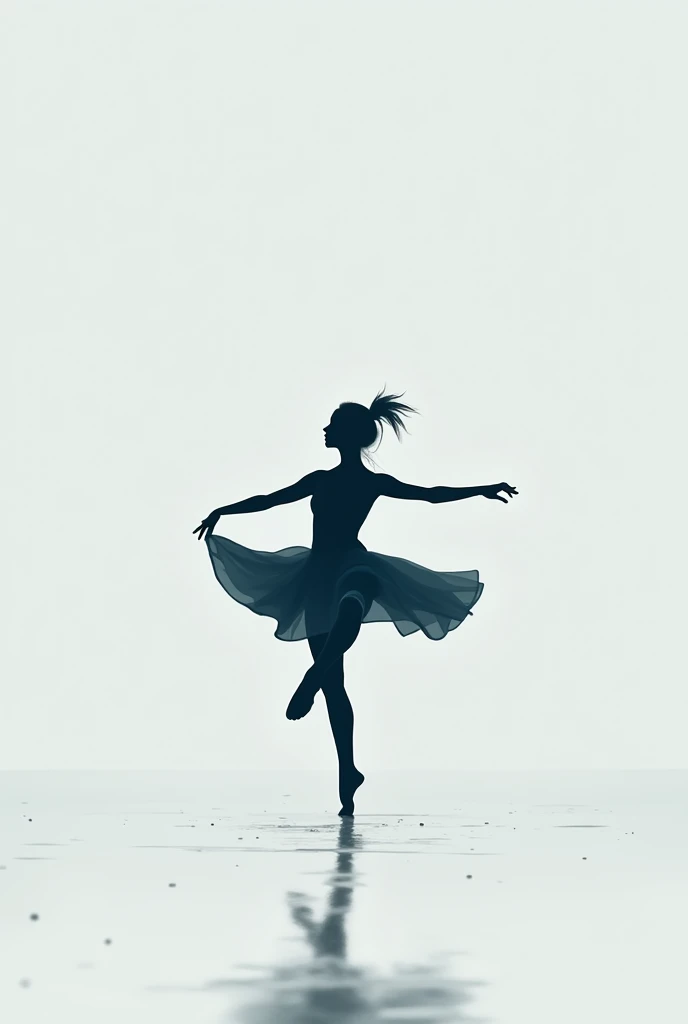 The silhouette of a ballet dancer gradually formed by the rain, Lake, Digital Art Style, Simple lines,Silhouette of a ballet dancer dancing beautifully from above, 暴雨 dancing with the light Simple lines, Silhouette Art, background, illustration, 暴雨background, cartoon, 纯色background, texture, lotus, Warm atmosphere, Mysterious feeling, Dancing in the heavy rain, A style that displays waterspouts and light,Double Exposure,reflection