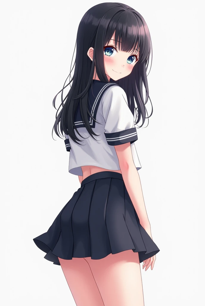 NSFW、Medium breast、boyish、(Navy blue micro mini skirt、Navy Pleated Skirt、White mesh panties、Sailor suit summer uniform、Short sleeve、Yellow tie、White Short Socks)、独奏、Women's High生、Arms folded behind back、Spreading her legs:1.5、(Black Hair、Very Short Hair、boyishカット)、Crouch、Women's High、classroom