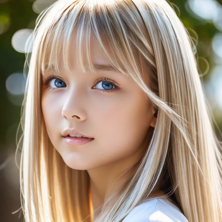 GIRL CHILD 8 YEARS BLONDE HAIR, longos, fone de ouvido, FOGO, FIRE.