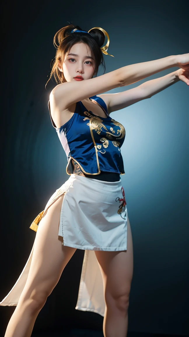 background is gymnasium,18 yo,beautiful girl,female fighter,short hair,hair band,curly hair,dark brown hair, girl doing karate in karate costume, karate costume, black belt, barefoot,smile,Best Quality, 32k, photorealistic, ultra-detailed, finely detailed, high resolution, perfect dynamic composition, beautiful detailed eyes, sharp-focus, cowboy shot, dynamic sexy pose, cleavage
