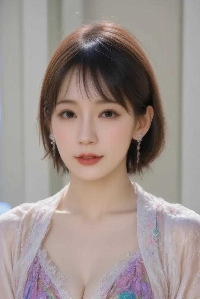 Silver Hair、(masterpiece, Highest品質, Highest, Official Art, beautifully、beautiful, Long exposure: 1.2), Smooth movement, Attractive patterns, 1 Girl, (Dresses with sleeves: 1.4), Upper Body close-up, Expose your shoulders, Chinese Girl, blush, Black lob hair, Portraiture, alone, Upper Body, Observing the observer, 詳細なbackground, Detailed face, Controlling the wind, Dynamic pose, Aether Dynamics, background, Great atmosphere,blonde, Plump face,Random Pause, Big Breasts