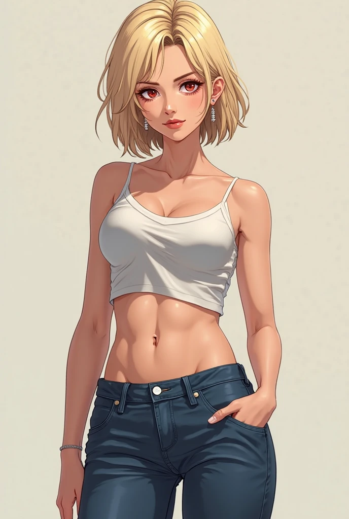 22 years old girl crop top and jeans half