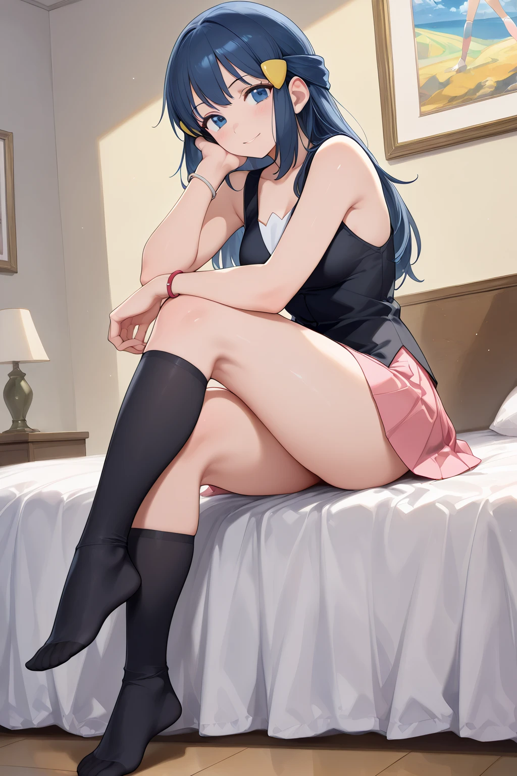 sit on chair，Big legs sfw white stockings