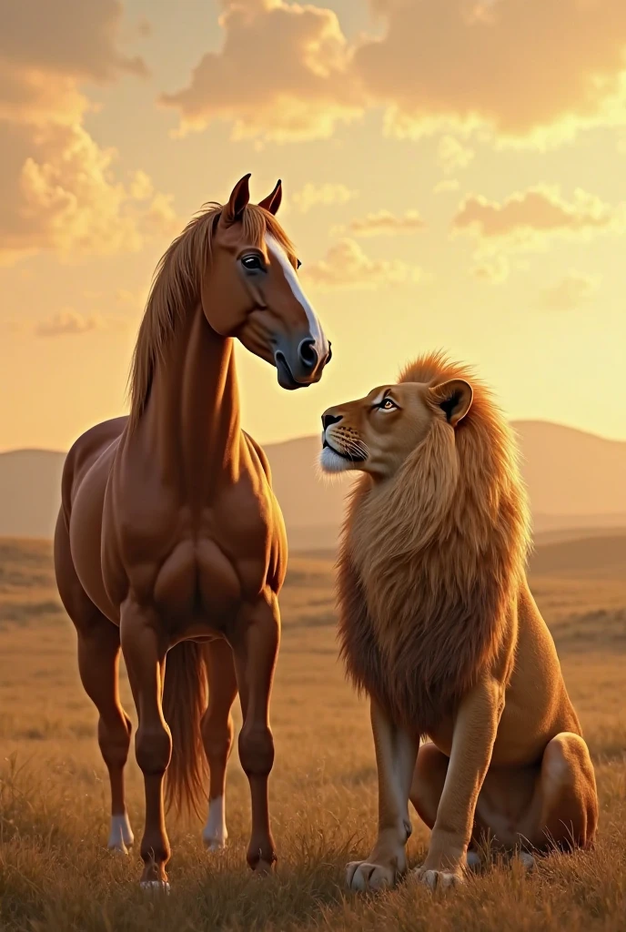 white lion and horse pic and nature