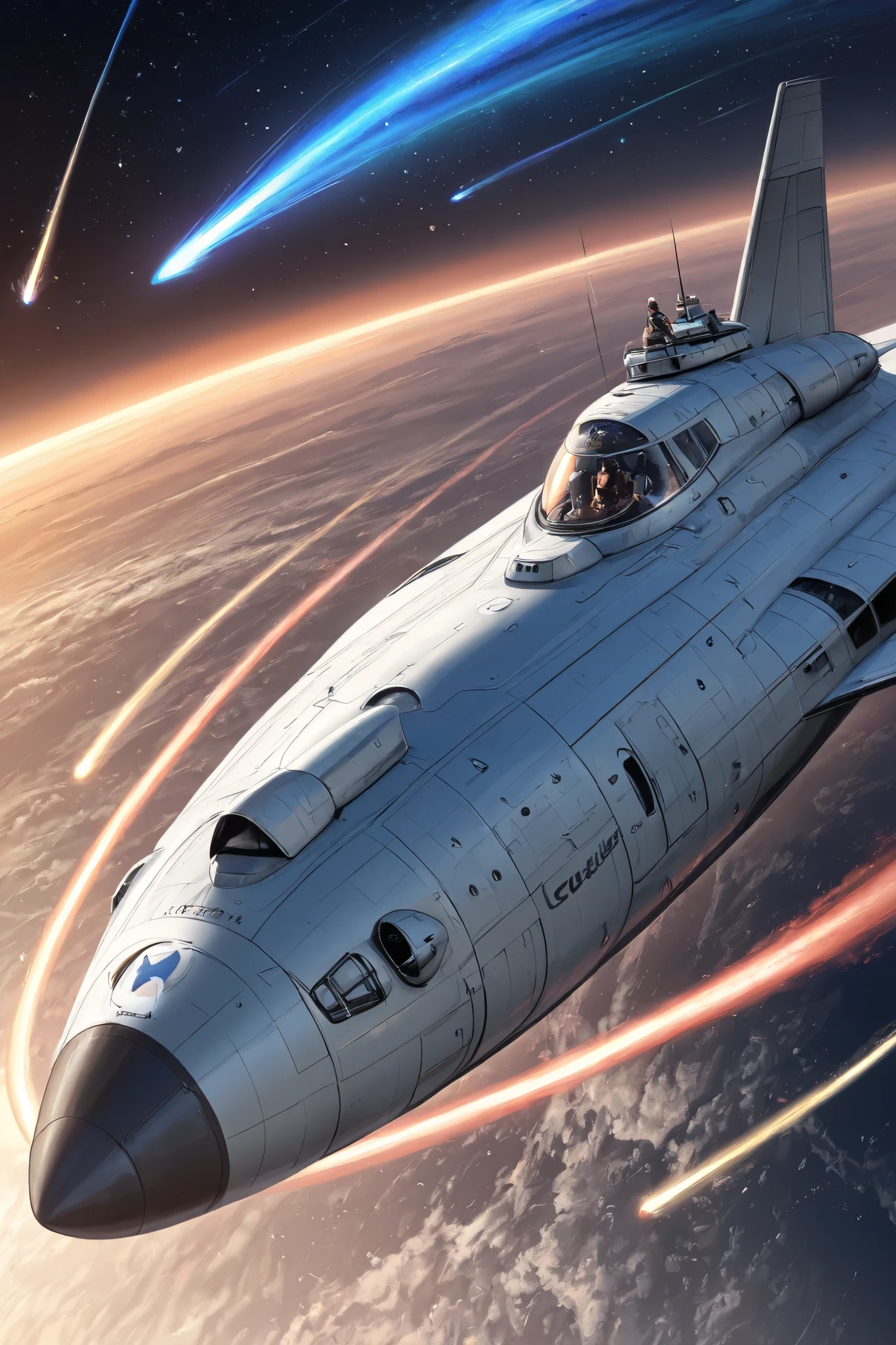 Space ship, captain future, comet, extremely fine and beautiful design, illustration, masterpiece,best quality, high resolution, 8k,