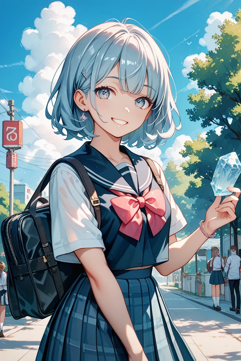 Uncensored|Reverso Context, pp focus|ass focus, ID photo|medium close up, greenhair, sky blue|azure, sky-blue dress|dress, hairclip|hairclip, dog ears|dog_ears, hand to mouth|hand_to_mouth, raining | raining, school/school|School   / Academy  ,