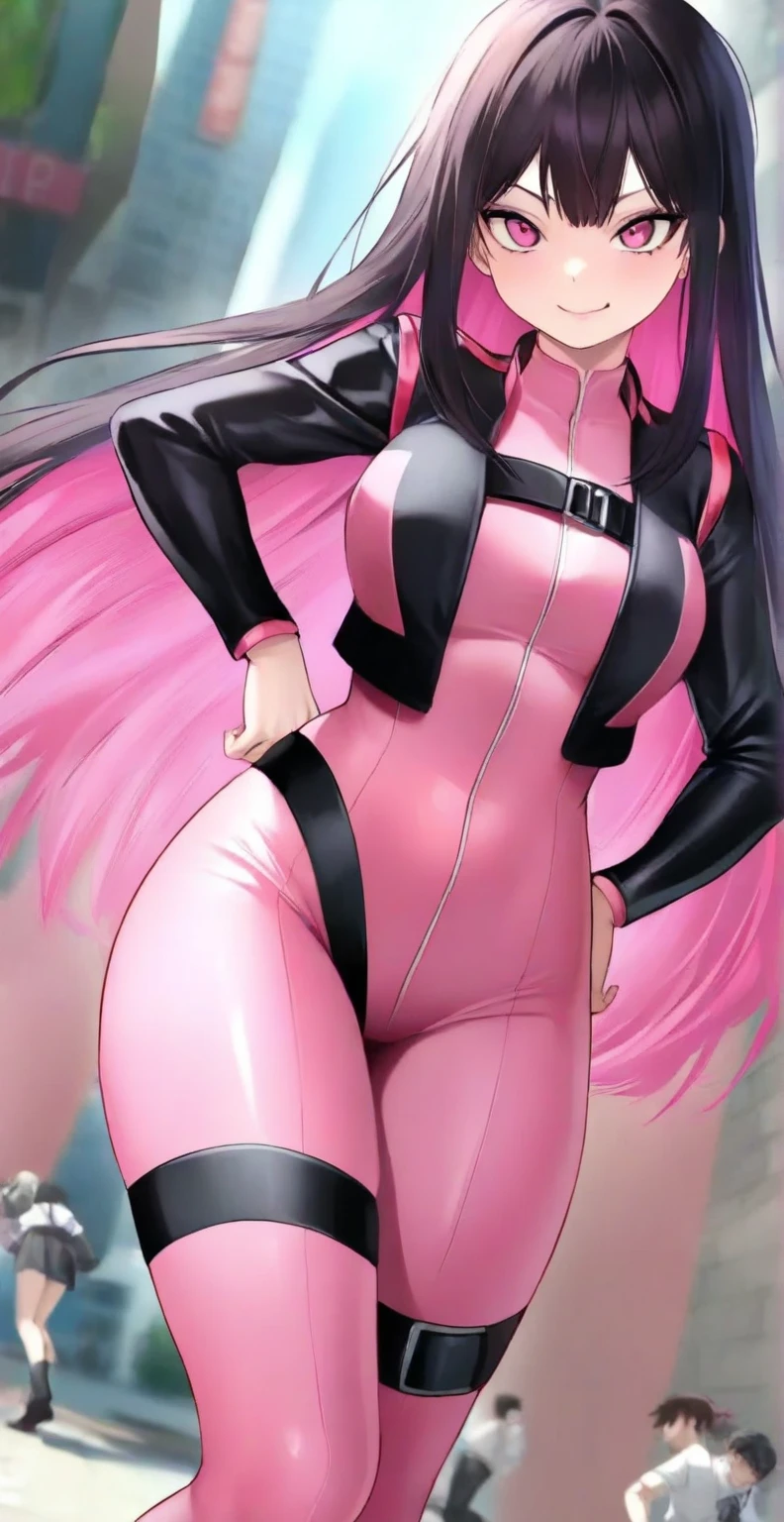 Adventurer Old woman Pink long hair Leather pants