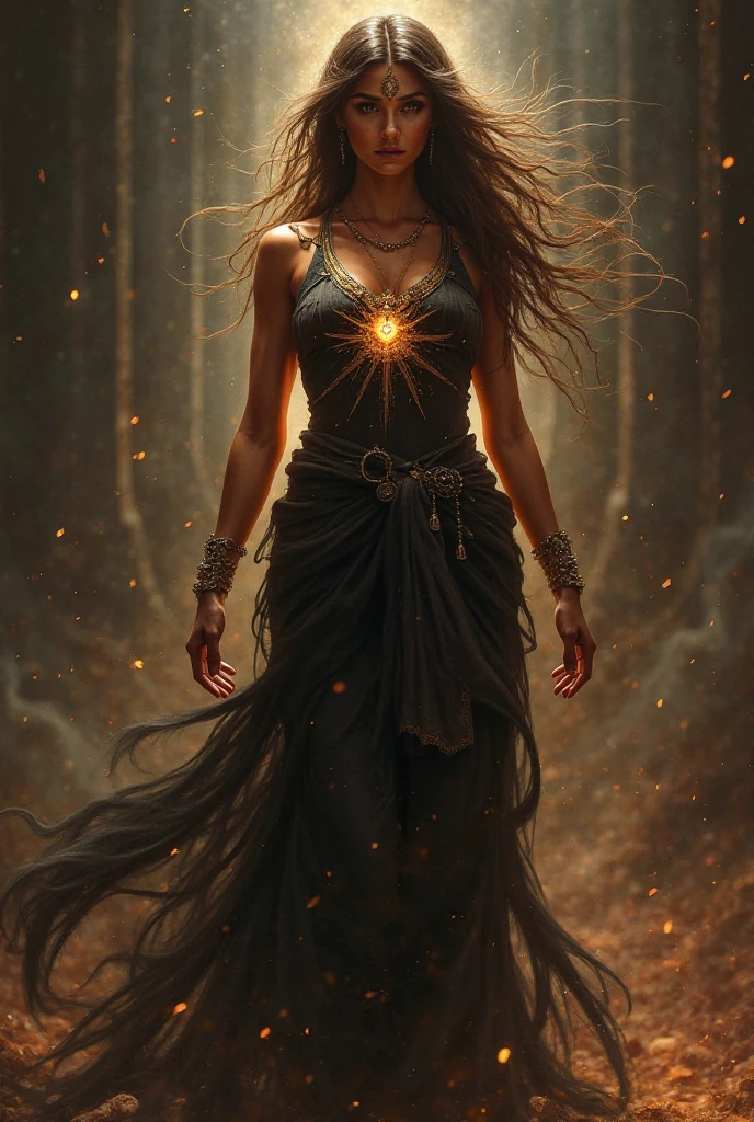 infinity with a pretty sexy woman in outfit using spells 