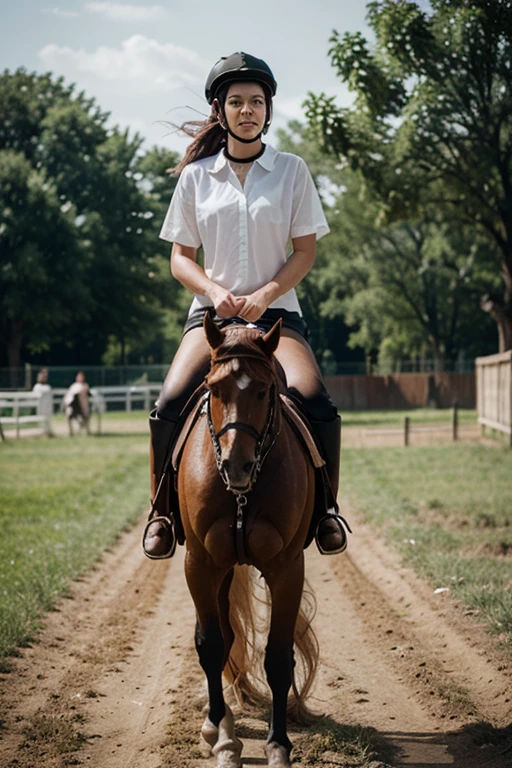 make me a cool photo riding a horse