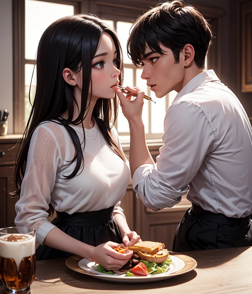 japanesse handsome masculine man holding woman breast from behind, at restaurant, masterpiece, 8k, professional photoshoot, raytracing, best picture, masterpiece, best quality:1.2),(8k,highres,RAW photo,realistic,photo-realistic:1.3),(detailed skin texture), masterpiece, best quality:1.2),,(8k,highres,RAW photo,realistic,photo-realistic:1.3),(detailed skin texture,detailed cloth texture,beautiful detailed face:1.25),professional lighting,photon mapping,beautiful soft light,radiosity,physically-based rendering,raytracing, model shoot style, model shoot style, (extremely detailed CG unity 8k wallpaper), full shot body photo of the most beautiful artwork in the world, ((nsfw))
