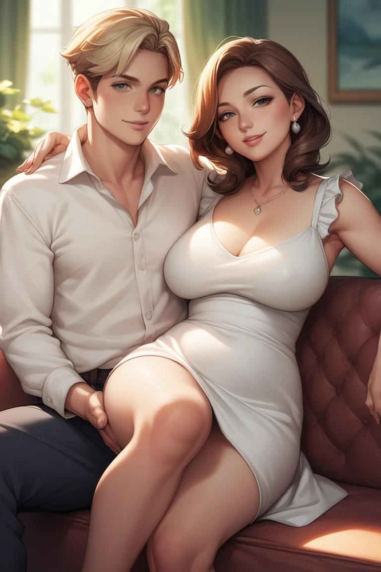 MOM and Son, woman seducing boy, ((Masterpiece, best quality)), full body view, sexy, bursting huge breasts, detailed skin, ((Anne Hathaway:Kiara Advani:0.7))) , highly detailed, cinematic lighting, ultra realistic, blush, looking at viewer, brown hair, long hair, portrait, outdoor, snow, cleavage, large breasts :1.6, wide hips, full body view, tall, bra, red bra, skirt, miniskirt, microskirt, pleated skirt, thighs,mo seducing son in bed, sexy mom hugging son, son araused, son wearing ,