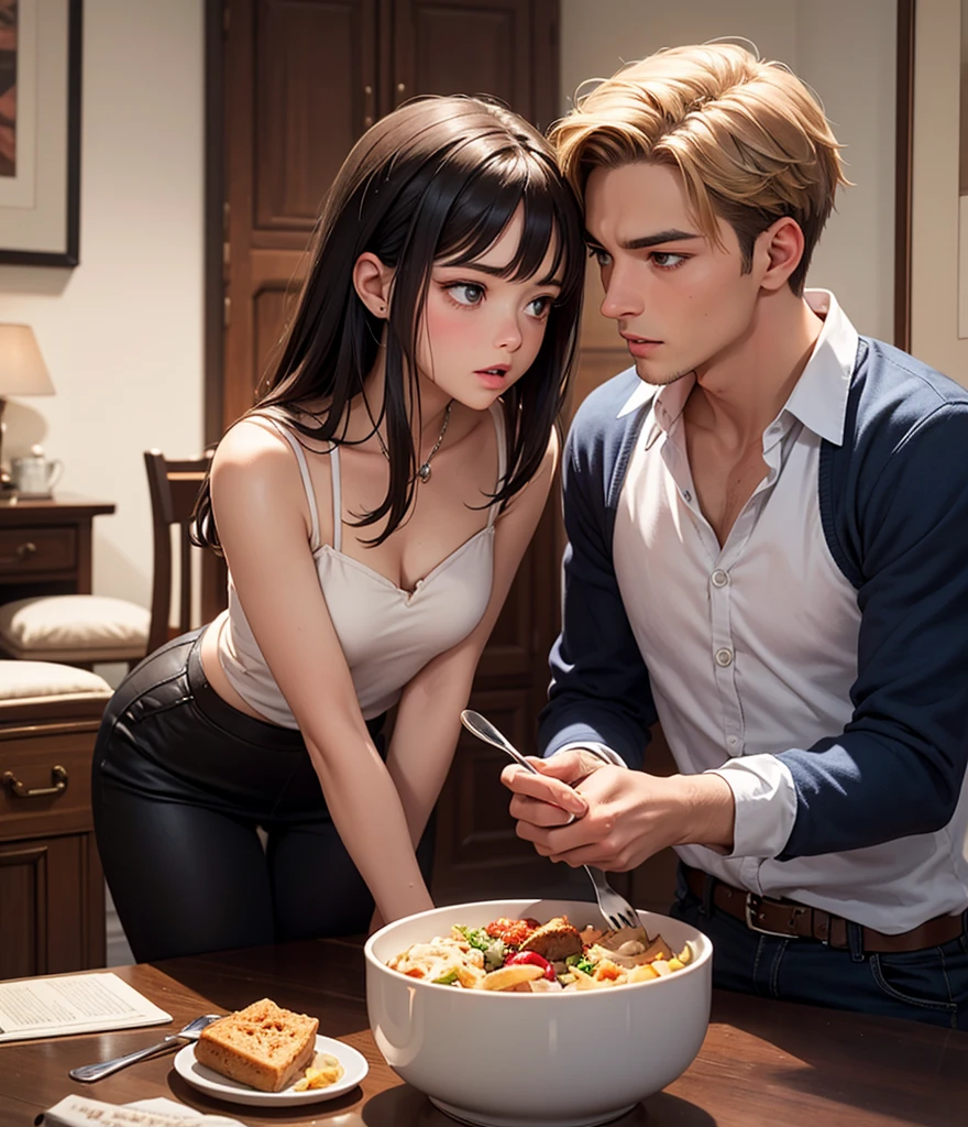 japanesse handsome masculine man holding woman breast from behind, at restaurant, masterpiece, 8k, professional photoshoot, raytracing, best picture, masterpiece, best quality:1.2),(8k,highres,RAW photo,realistic,photo-realistic:1.3),(detailed skin texture), masterpiece, best quality:1.2),,(8k,highres,RAW photo,realistic,photo-realistic:1.3),(detailed skin texture,detailed cloth texture,beautiful detailed face:1.25),professional lighting,photon mapping,beautiful soft light,radiosity,physically-based rendering,raytracing, model shoot style, model shoot style, (extremely detailed CG unity 8k wallpaper), full shot body photo of the most beautiful artwork in the world, ((nsfw))