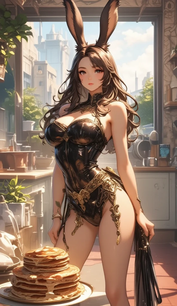 ((Best Quality)), ((Masterpiece)), (detailed), 1 16 year old girl, long brown hair , grey eyes, bigger breasts, thin waist, wide hips, a good ass, shapely legs, dressed 