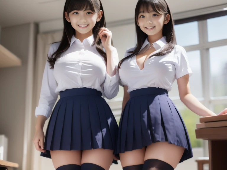(((While standing, she lifts the edge of her skirt with both hands and shows off her panties to the camera.)))、(((Lift up your skirt and show your panties to the camera)))、(((Dark blue school uniform、White blouses、Cute 20 year old Japanese girl:1.8、knee high socks)))、ultra-detailliert、masterpiece、top-quality、超A high resolution、8K high image quality、Photogenic clarity、Real live-action、(((Panties are lace material panties、Panties with string sides)))、(((Skirts must be worn)))、(((Lift skirt hem)))、A detailed eye、Exclusive Cafe、perfect anatomy body proportions、nffsw , Nikon Z9 80mm Lens , masutepiece、small micro bikini panties、Pubic hair can be seen through the lace of the panties、Sit in a triangle with your thighs slightly inward、Focus on panties、too bright natural light、black panties that dig into the pussy、(((Beautiful alignment and smile)))、Ultra-slim body、Big that are just bursting、Body shape of slim model、Beautiful posture、Panty shot from below