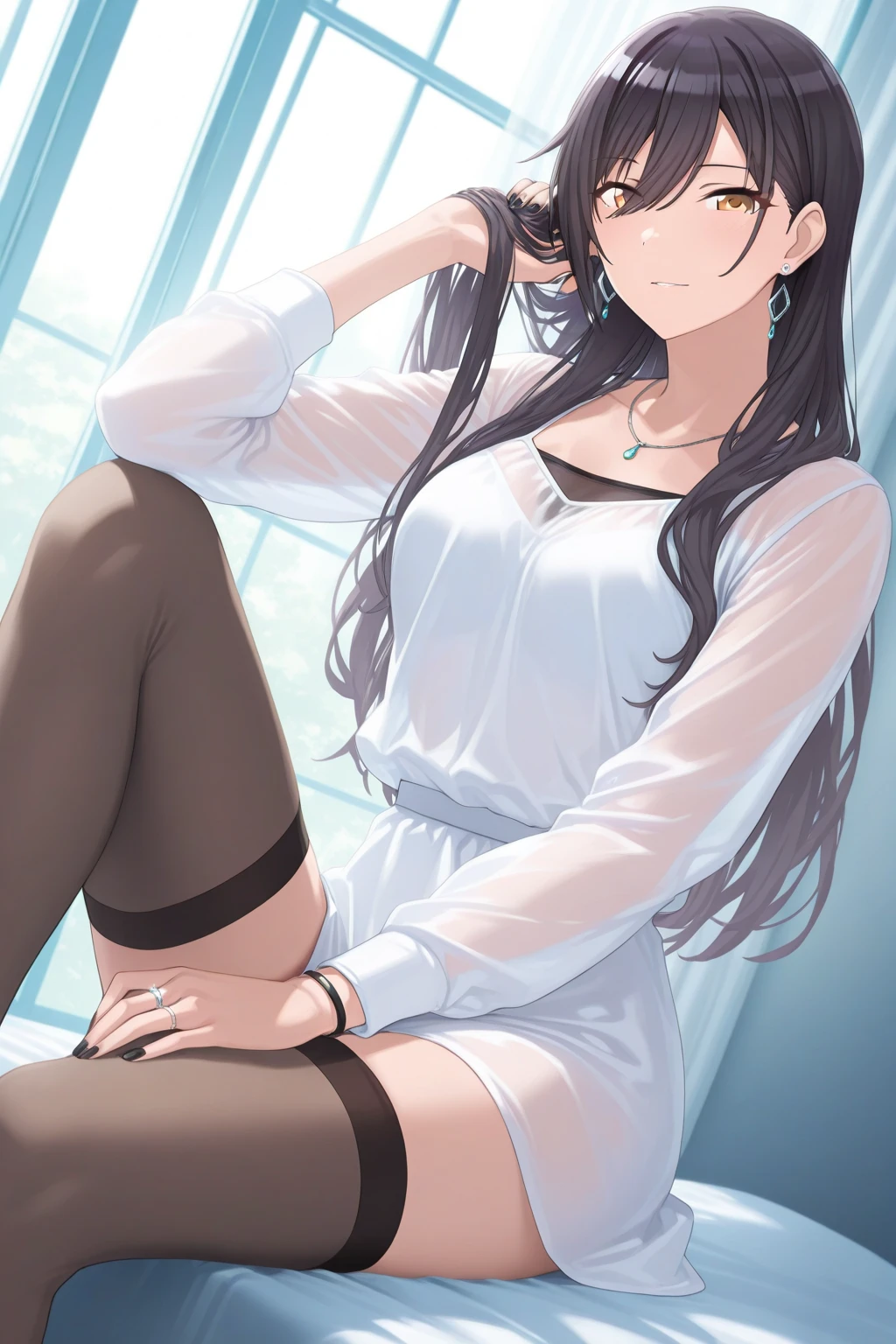 1girl in、AS-Adult、Underwear、Cute underwear、Striped、(Portrait from the knee up)、