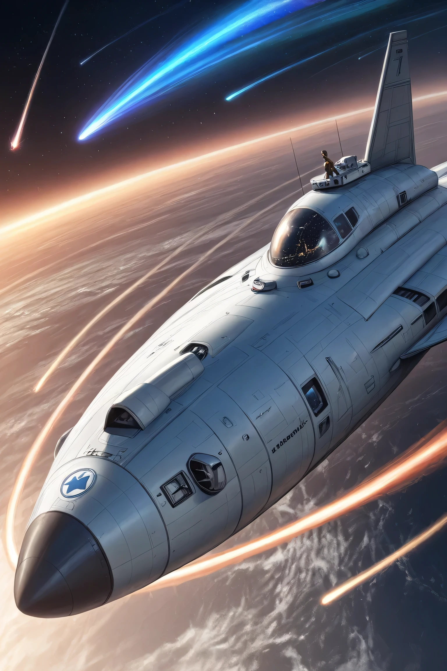 Space ship, captain future, comet, extremely fine and beautiful design, illustration, masterpiece,best quality, high resolution, 8k, 