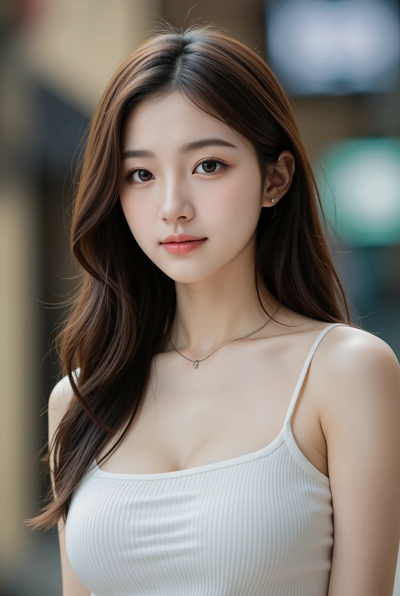 32ｋ,high detal,high-detail、​masterpiece,Attention to detail,full body Esbian,solo,：1.6),Raw photo & realistic atmosphere,beautiful dark blue eyes,Detailed mouth,Glossy lips,Detailed eyebrows,Eyes drawn in detail with soft white skin that shines in every detail、azure eyes,Very beautiful eyes,Detailed lips、Very beautiful face,Very well-formed face、Lifelike face,shiny beautiful lips、lawn、shinny hair：1.5）,（A beautiful and cute girl ,Illuminate from the front：1.6）,（well-shaped breasts,,Body with good style,：1.5）,（Fashion influenced by K-pop female idols,Clothing based on K-pop fashion,Korean Coordination,natural make up,Japan beautiful girl who likes K-pop,K-pop Dance Fashion,Show full-body fashion：1.8）、A big smile、Ponytail hair