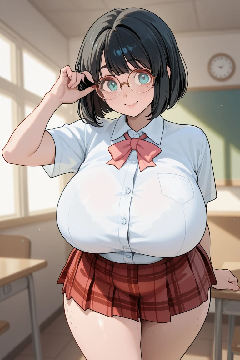 (huge breasts:1.7),Kitasan Black(Horse Girl),Huge breasts,smile、(school uniform)、classroom、machine、A large number of people、(Putting on a collar:1.5)、Earrings、Earrings、bracelet,(masterpiece, Highest quality, Highest quality, Official Art, beautifully、aesthetic:1.2), (Super detailed)、(Nipples:1.5),navel piercing,Shaved,Open your mouth,(Steam is coming out of the body:1.5)、Has cleavage,(Cowboy Shot)、(Beautiful Face:1.5)、(Shirt lift:1.5)、flipping clothes,Upper Body、Exhibitionism,Short skirt、Skirt flipped up、White lace pants、garter belt,Highest quality、Animal ears、Breast milk is coming out、White micro panties、((Exposing the breasts))、(nsfw:1.5)、bright、 exposed、A large number of people、crowd、Wearing glasses、Everyone Exposed