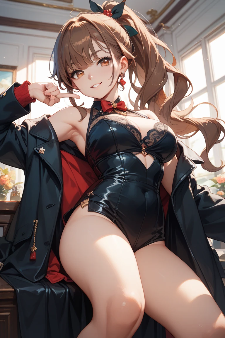 Highest quality, (masterpiece:1.2), Very detailed, 
One girl, alone,
View your viewers, smile, Medium chest, 
Brown eyes, Brown Hair, short hair, Bunny girl、leotard、pantyhose、Bedroom、((Having sex))