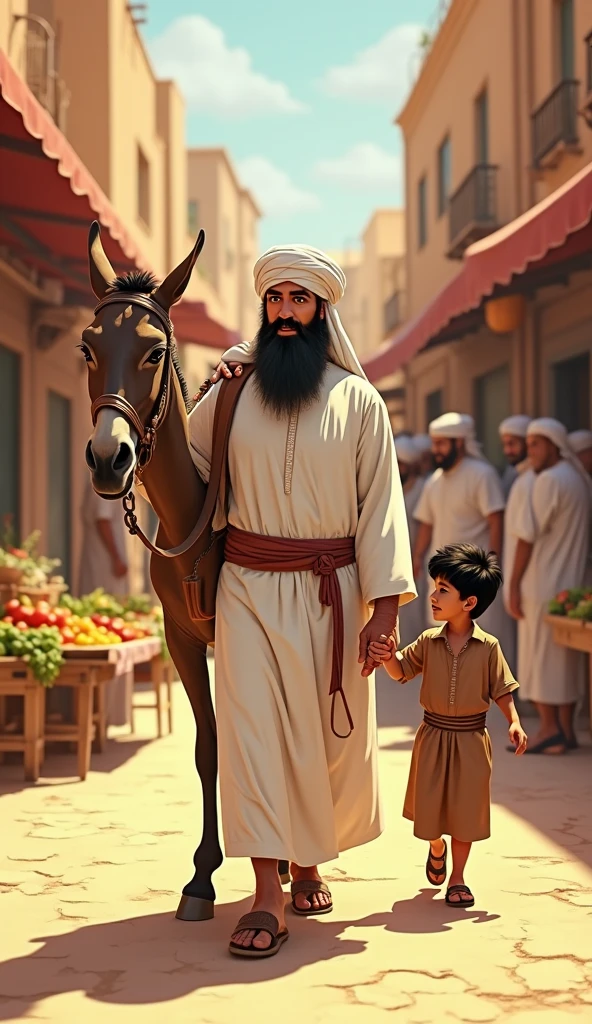 senator donkey, brown, old man wearing turban, arabic dress, medium hair, otokonoko, four legs, donkey,